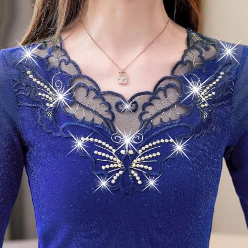 Women Blouse Shirt Fashion Long Sleeve Summer Tops Elegant Slim Embroidered Lace Shirt Plus Size Women Tops and Blusas