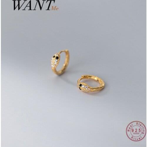 WANTME New Arrival Genuine 925 Sterling Silver Simple Korean Cute Snake Stud Earrings for Women Punk Chic Animal Jewelry Gift