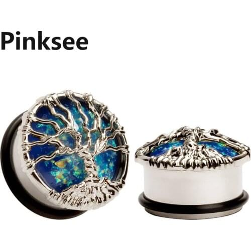 1PC Steel Ear Plugs and Tunnels Life Tree 10-25mm Piercings Flared Flesh Tunnel Ear Plugs Gauge Piercings Sexy Body Jewelry