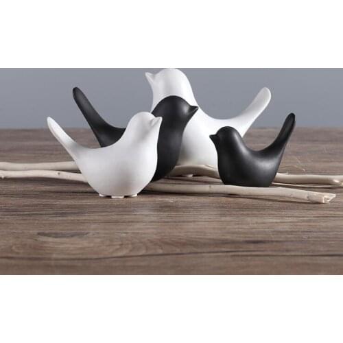 10SET/LOT creative ceramic animal figurines white and black bird figure statues ornaments modern decorative crafts home decor