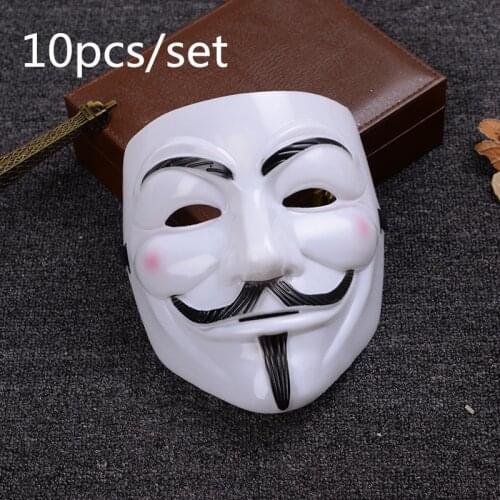 10pcs Anonymous Mask Carnival Steampunk Cosplay Costumes Halloween Party Mask Props Anime Cosplay Mask for The Face Headwear
