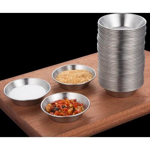 10PCS Stainless Steel Seasoning Dish Creative Sauce/Vinegar/Cold Dish Appetizer Small Bowl Snack Plate