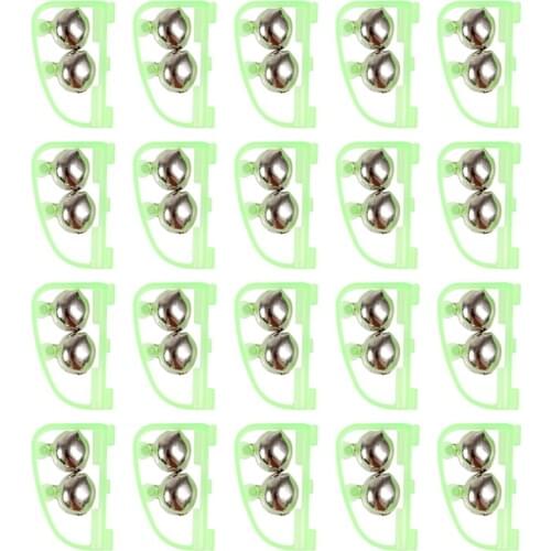 20Pcs Fishing Bells Fluorescent Fishing Bite Alarms Fishing Rod Bell Bow Fishing Rod Tip Clip Bells Fishing Accessory