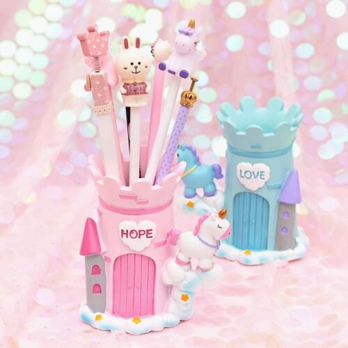 2019 New Kawaii Resin Unicorn Pencil Holder Desk Storage Organizer Container Box School Office Stationery Best Birthday Gift