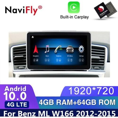 4G LTE Android 10.0 Car dvd radio For Mercedes Benz ML-Class W166 ml 2012 - 2015 NTG4.5 car multimedia Player GPS Navigation BT