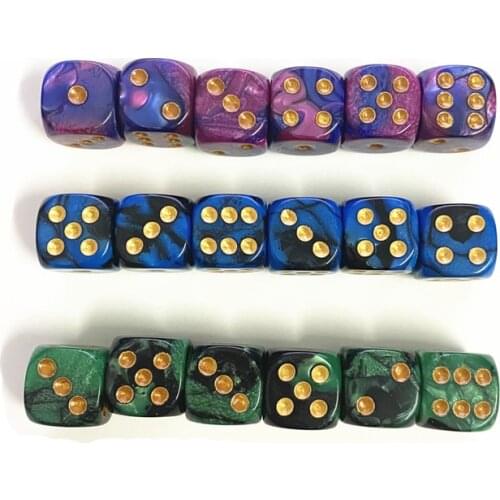 6 Pcs/lots 16MM D6 rounded colourful dice Double color dice for DND RPG Portable Board Game As Gift