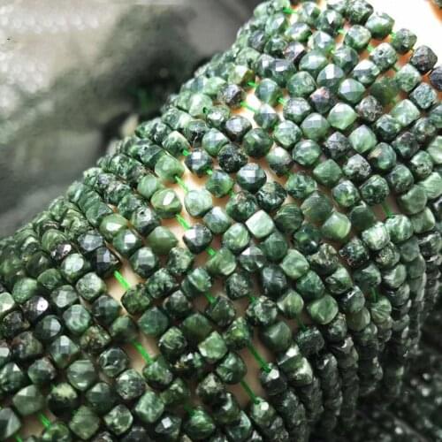 AAAA LOOSE BEADS green Charoite square faceted 4.5*4mm Wholesale for DIY Jewelry necklace 36cm