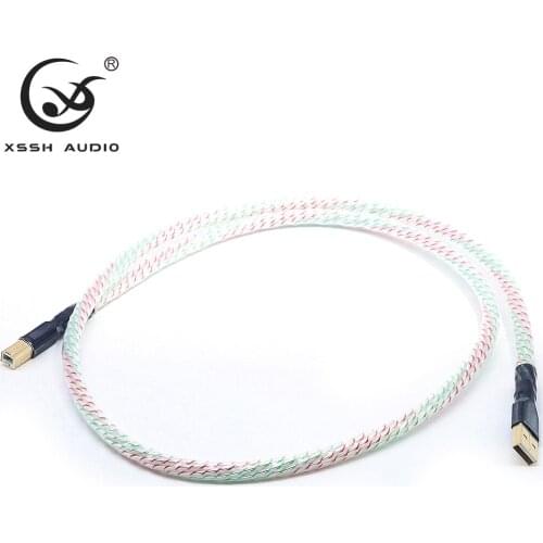 XSSH Audio 8 core IDY anoxic OFC copper silver plated Male A to Male B USB cable Speaker USB2.0 USB3.0 Audio cables