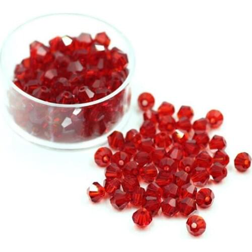 MHS.SUN AAA Quality 3MM-8MM Siam Red Color 16 Faceted Bicone Crystal Beads DIY Crystal Beads For Jewelry Garment Accessories