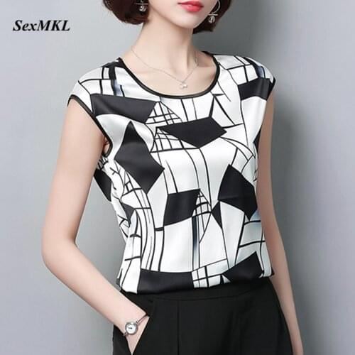 Plus Size Summer Printed Blouses Women 2020 Fashion Sleeveless Ladies Tops Elegant Korean Clothes Slim Office Blouse 4XL 5XL