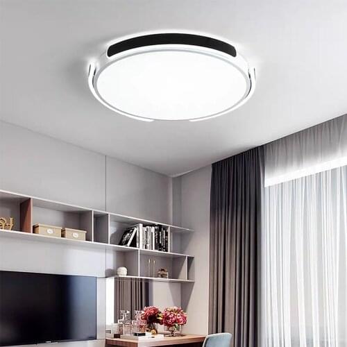 Black LED Round Ceiling Light with Remote Dimmable Ceiling Lamp with Acrylic Lampshade for Bedroom Living Room Kitchen Lounge