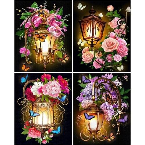 Diy Paint Diamond Art Painting Flower Lantern Home Decor Jewel Cross Stitch Kit Nordic Mosaic Embroidery Arts and Crafts