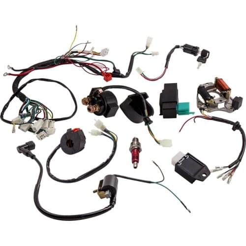For 50cc 110cc 125cc ATV QUAD Electric Wiring Harness Wire Loom CDI Stator Kit