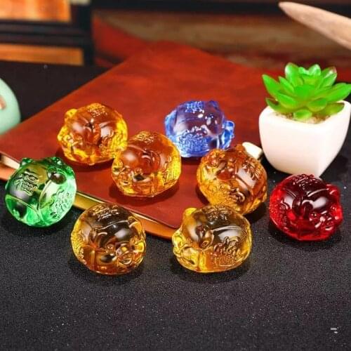 K9 Crystal golden Pig Figurines Miniatures Glass Animal Pet Miniature House Decoration Fengshui Crafts Cute Ornaments Kids Gifts