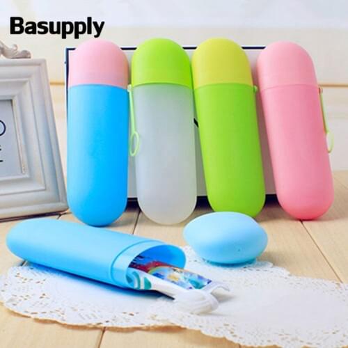 Basupply 1Pc Portable Travel Hiking Camping Toothbrush Holder Box Protect Toothpaste Toothbrush Case Cover Bathroom Accessories