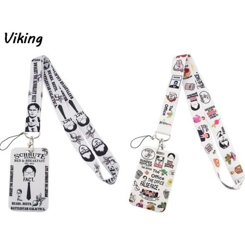 G1602 Cartoon Office TV Show Necklack Lanyard Key Gym Strap Multifunction Phone Decoration With Card Holder Cover