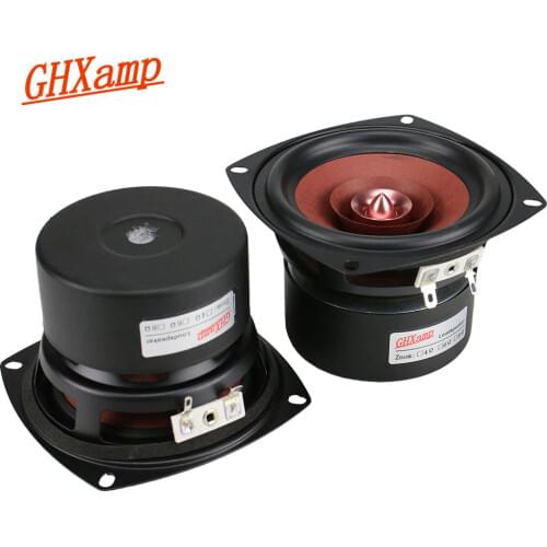 GHXAMP 4 Inch Full Range Speaker Unit 4ohm 25W Monitor Tweeter Mid Woofer Loudspeaker Rubber Edge Bullet Dust Cover 2PCS