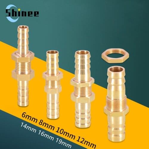 ID Pipe 6mm - 25mm Hose Barb Bulkhead Brass Barbed Tube Pipe Fitting Coupler Connector Reduce Straight Adapter For Fuel Gas Wate