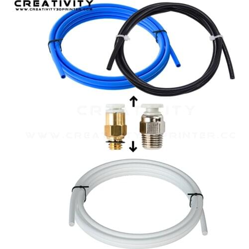 KJH04-M6 and PC4-01 Pneumatic Connector With 1M PTFE Tube 2*4MM Upgrade Kit 3D Printer Parts 1.75mm Bowden Extruder