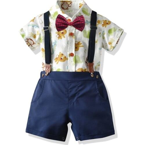 Tie Bow Clothes For Kid Boy Formal Short Sleeve Tollder Baby Gentleman Suit Harness Romper Shorts 1 2 3 Years