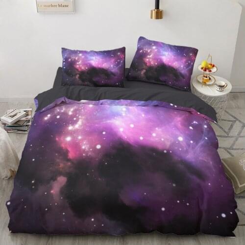 Euro Family sets Bed linen set for home Bedding Set duvet cover 150*200 200*220 size 2 sp Bed sheet 6pcs Galaxy Purple sky