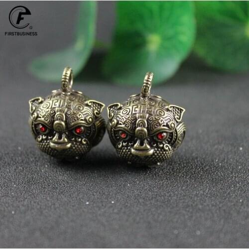Red Eyes Brass Copper Fierce Tiger Good Security Tinkle Bell Charm for Bracelet & Anklet Jewelry Accessory Making & Pendant Pet