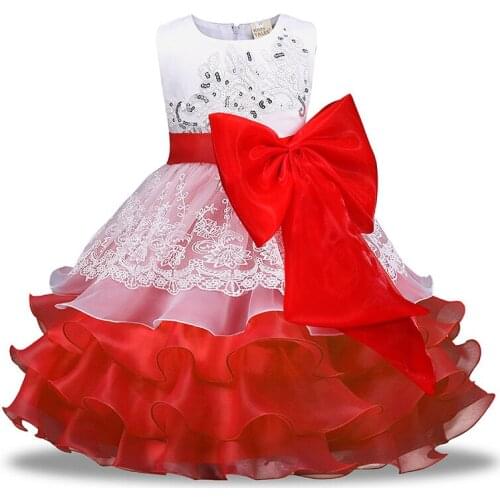 Summer Flower Girls Dresses For Wedding Birthday Kids Party Wear Brand Sequin Ball Gown Baby Girls Bow Princess Dress Vestidos