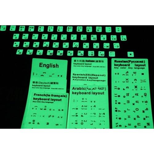 Luminous Letters Keyboard Sticker Multi-Language Stickers for Notebook Computer Desktop Keyboard Covers Night Light Sticker
