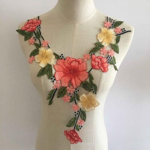 New style Embroidery Flower Lace Neckline Fabric DIY Lace Collar Sewing Craft Neckline Decoration 1pcs sell YL745