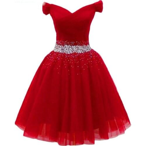 Charming Tulle V Neck Homecoming Dress 2021 Off The Shoulder Short Formal Party Dress Prom Dress Graduation Gowns 005