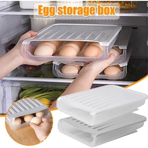 Hot Sales Household Egg Carton Refrigerator Kitchen Double-layer Storage Box Egg Rack Automatic Rolling Storage Box#g35