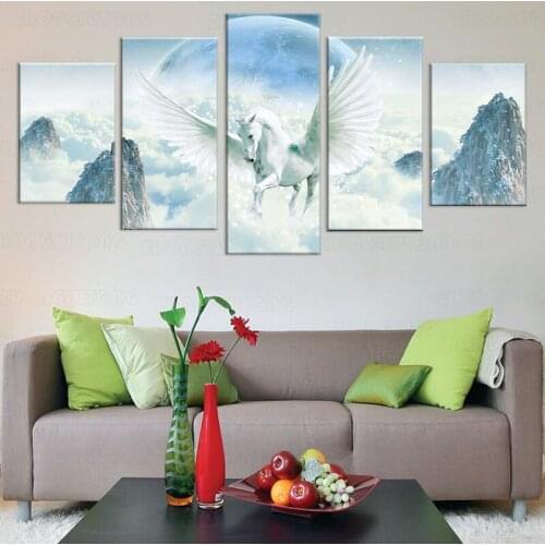 Unicorn Posters 5 Pieces HD Canvas Girls Bedroom Decor Nursery Wall Art Print Modular Pictures for Girls Room Painting