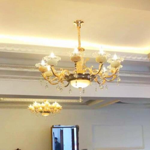 Villa High ceiling crystal chandelier led hotel fixture lighting large Living Room crystal lights & lighting lustres de cristal