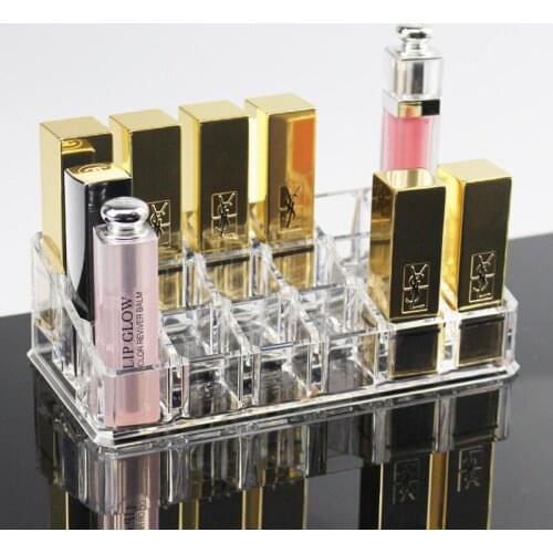 Useful 18 Grid Acrylic Makeup Organizer Cosmetic Display Stand Lipstick Storage Box Makeup Case Sundry Jewelry Storage Tools