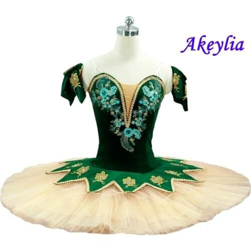Professional Ballet Tutus velvet green Jade Girls Ballet Tutu Professional Ballet Tutu Green Professional PancakeTutus for women
