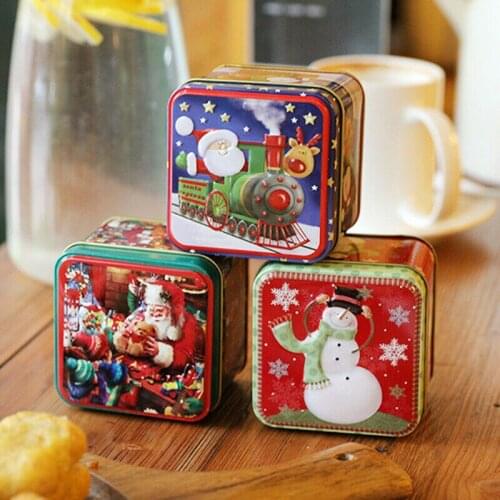 12PCS Christmas Small Square Candy Box Tin Packaging Gift Box For Candy Baking Table Decorations