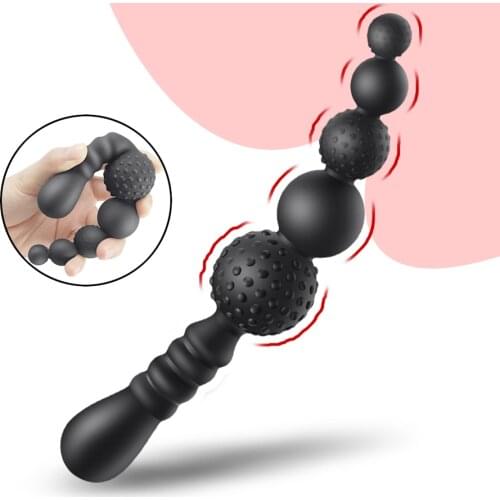 Handheld Anal Plug 5 Butt Beads Soft Silicone Sex Toys for Couple Female Vagina Masturbator Male Prostate Massage Adult Product