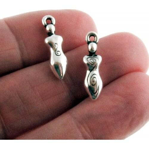 6pcs 5x20mm Spiral Goddess Charms Antiuqe Silver Color Tone Accessories Pendants Bracelet Making DIY Necklace Handmade Jewelry