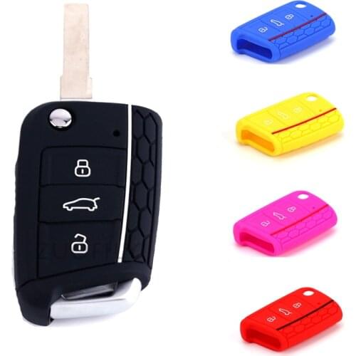 Silicone Key Fob Case Fit For 2016-2020 VW Polo Golf 7 MK7 for 2017-2020 Skoda Octavia Kodiaq Karoq for Seat Ateca Leon Cover
