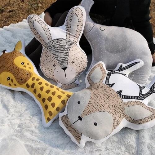 Cute 40CM Elephant Fox Deer Bear Giraffe Rabbit Soft Stuffed Plush Toys Pillows Plush Toy Cartoon Pillow Cushion For Kids Gift