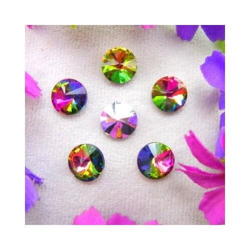 Super beauty top quality Flame color Round Glass Crystal pointback rhinestones Diy wedding dress accessories Free shipping