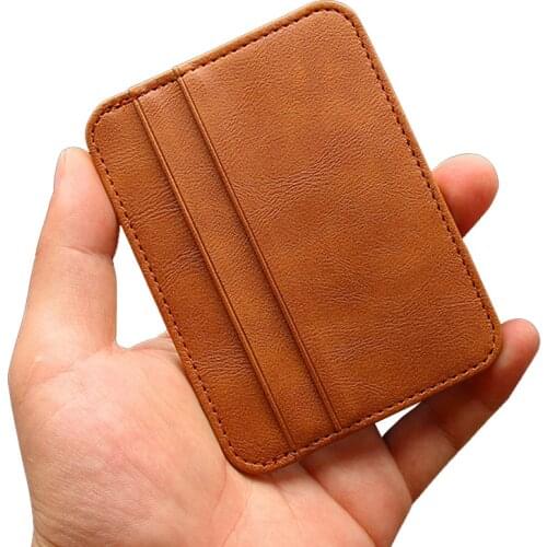 Anit RFID PU Leather Card Holder Men Thin Bank Credit Card Protection Wallet Slim ID Card Case Purse With Coin Pocket Women Bag