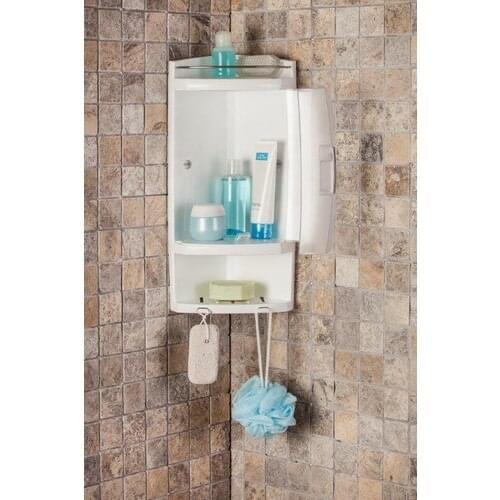 Primanova Corner With Cover Rack Natural Bathroom organizer corner toilet cabinet rack plastic multi fonksiyonl kitchen raflarıu shower rack