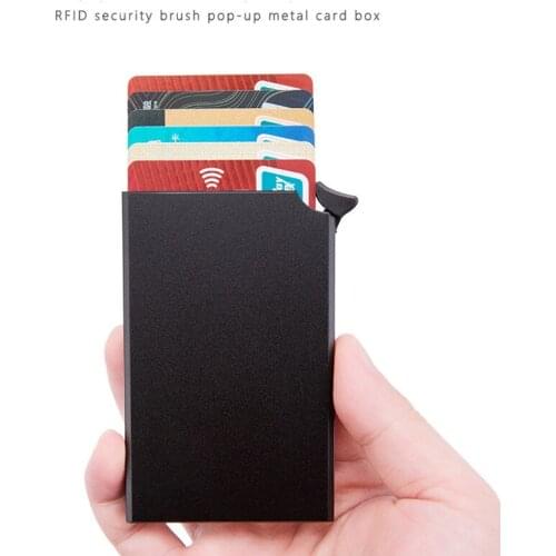RFID Anti-theft Smart Wallet Thin ID Card Holder Unisex Automatically Solid Metal Bank Card Case Business MiniCredit Card Holder