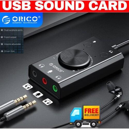 External USB Sound Card Stereo Mic Speaker 3.5mm Headset Audio Jack Cable Adapter Switch Volume Adjustment Free Drive