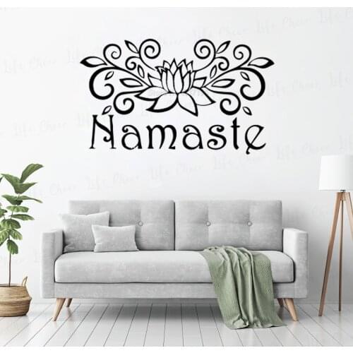 Yoga Namaste Sign Wall Decal Lotus Flower Vinyl Wall Art Decals Home Yoga Sudio Decor Vinyls Murals