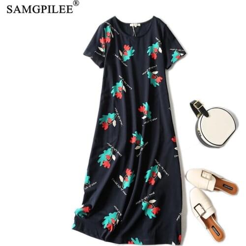 Summer Clothes For Women 2021 New Fashion Printed Over The Knee Cotton Pocket Stretch Plus Size Elegant Dress Woman Vadim 3XL