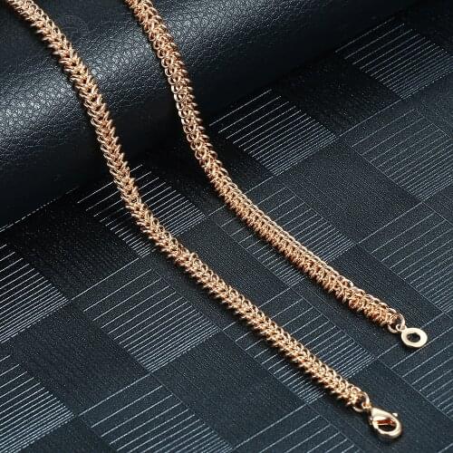 Womens Necklace Party Wedding Jewelry 5.5mm 585 Rose Gold Swirl Rope Link Chain Necklace for Women Girls Wholesale LCN30A