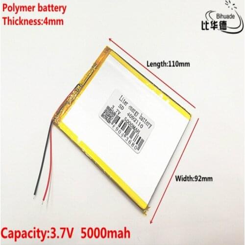 1pcs/lot 3.7V,5000mAH 4092110 (polymer lithium ion battery) Li-ion battery for tablet pc 7 inch 8 inch 9inch tablet PC MID