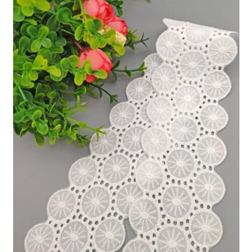 10Meters Floral Embroidered Cotton Lace Ribbon DIY Handmade Crafts Fabric Home Textile Garment Decor 6cm Beige Lace Trimming